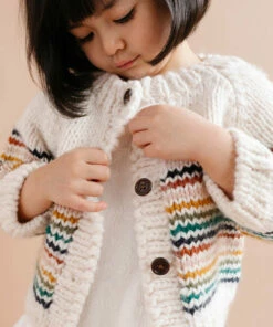 The Blueberry Hill CLOSET Retro Rainbow Stripe Cardigan Hand Knit Kid's Sweater