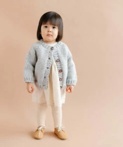 The Blueberry Hill Classic Cardigan Hand Knit Kid's Sweater- Bowie Grey CLOSET