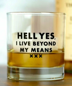 The Little Apple I Live Above My Means Whiskey Rocks Glass