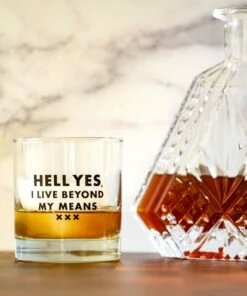 The Little Apple I Live Above My Means Whiskey Rocks Glass