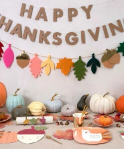Meri Meri Felt Leaves Happy Thanksgiving Garland HOLIDAYS 40% OFF