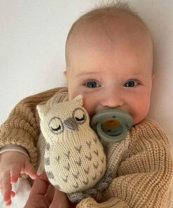Estella Organic Cotton Owl Baby Rattle LITTLE APPLES