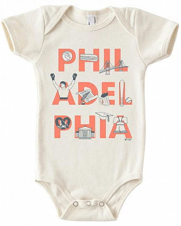 Hot Sale ๐ The Little Apple LITTLE APPLES Philadelphia Font Onesie ๐ 1 The Little Apple LITTLE APPLES Philadelphia Font Onesie