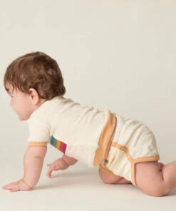 The Little Apple L'ovedbaby Organic Terry Cloth Track Shorts- Teal LITTLE APPLES