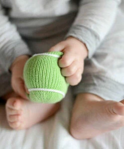 The Little Apple Organic Cotton Tennis Ball Baby Rattle LITTLE APPLES