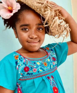 The Little Apple CLOSET Merida Mexican Embroidered Kid's Tunic Dress