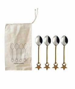 The Little Apple Stainless Steel & Brass Star Spoon Set